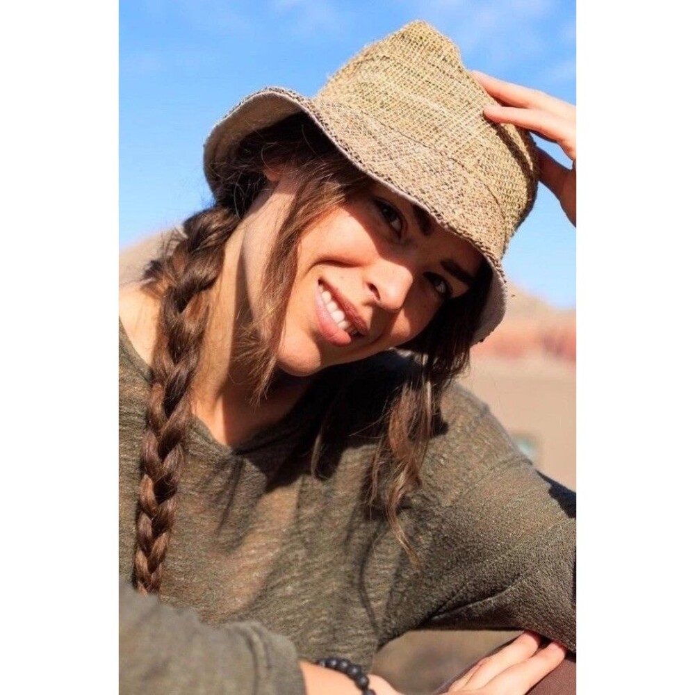 Hemp Bucket Hat Unisex Handmade Natural Hippie Hat Eco-Friendly Floppy Sun Hat